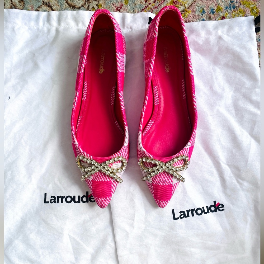 Larroude Rhinestone Bow Flats 8